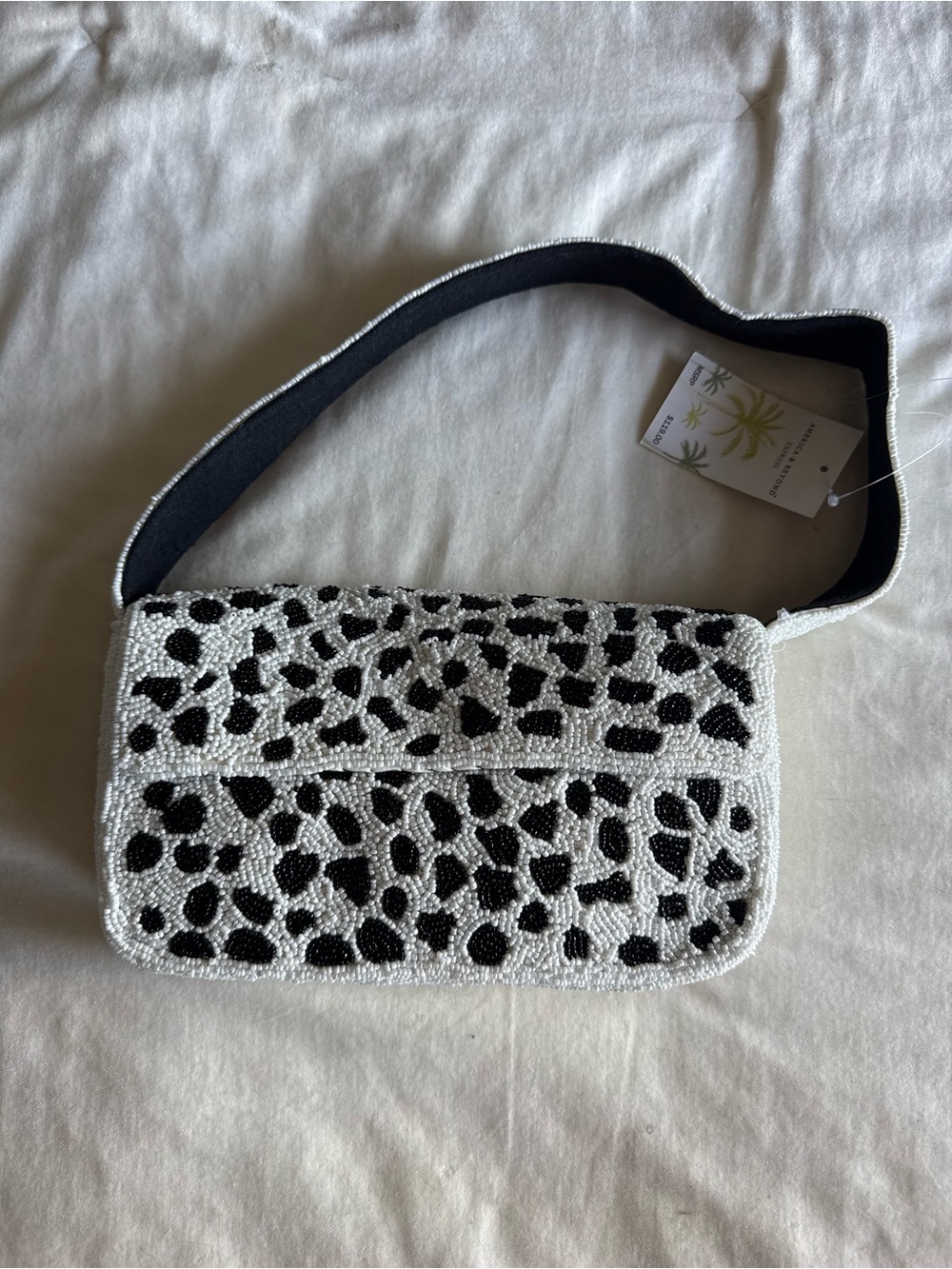 NWT Beaded Black and White Animal Print (Dalmatian) Shoulder Bag